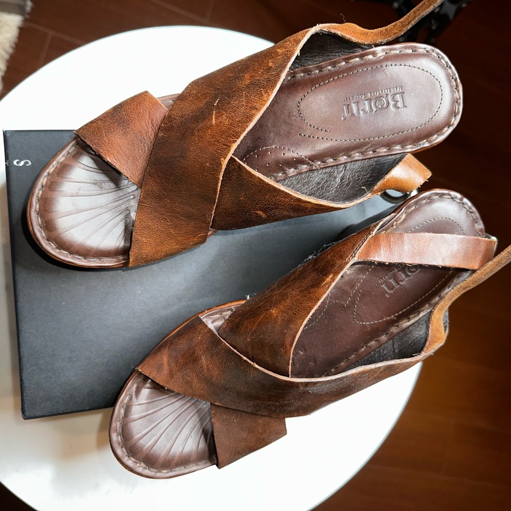 Born Rustic Brown Leather Sandals